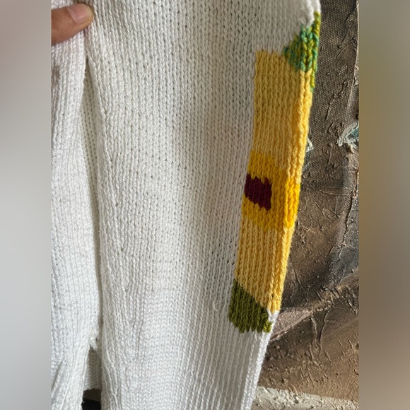 SMYTHE X AUGDEN FLORAL INTARSIA CREW Sweater- WHITE MULTI - Picture 11 of 15